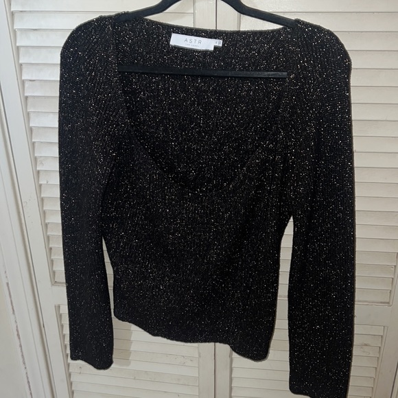 ASTR Black/Gold Metallic Knit Sweater - Picture 3 of 6